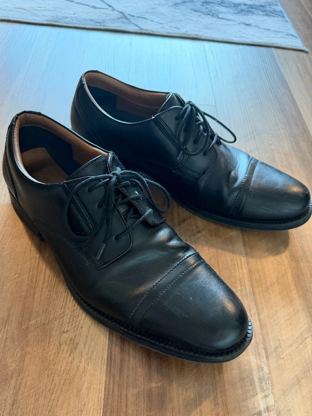 Dockers Black Leather Cap-Toe Derby Dress Shoes